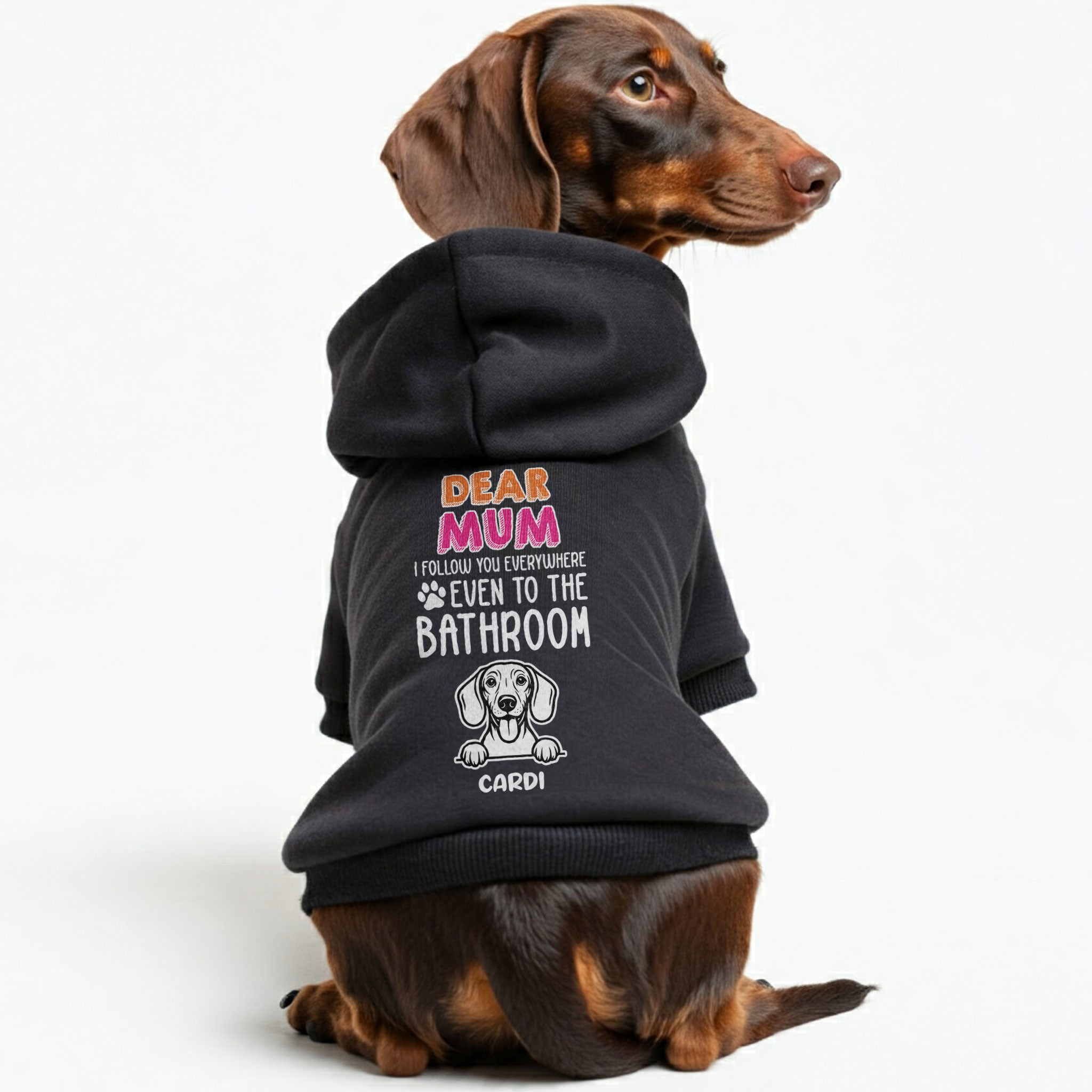 I FOLLOW YOU - personalized hoodie with your dog’s name and breed – Dad, Mum, or Mom– dog hoodie – dog clothes