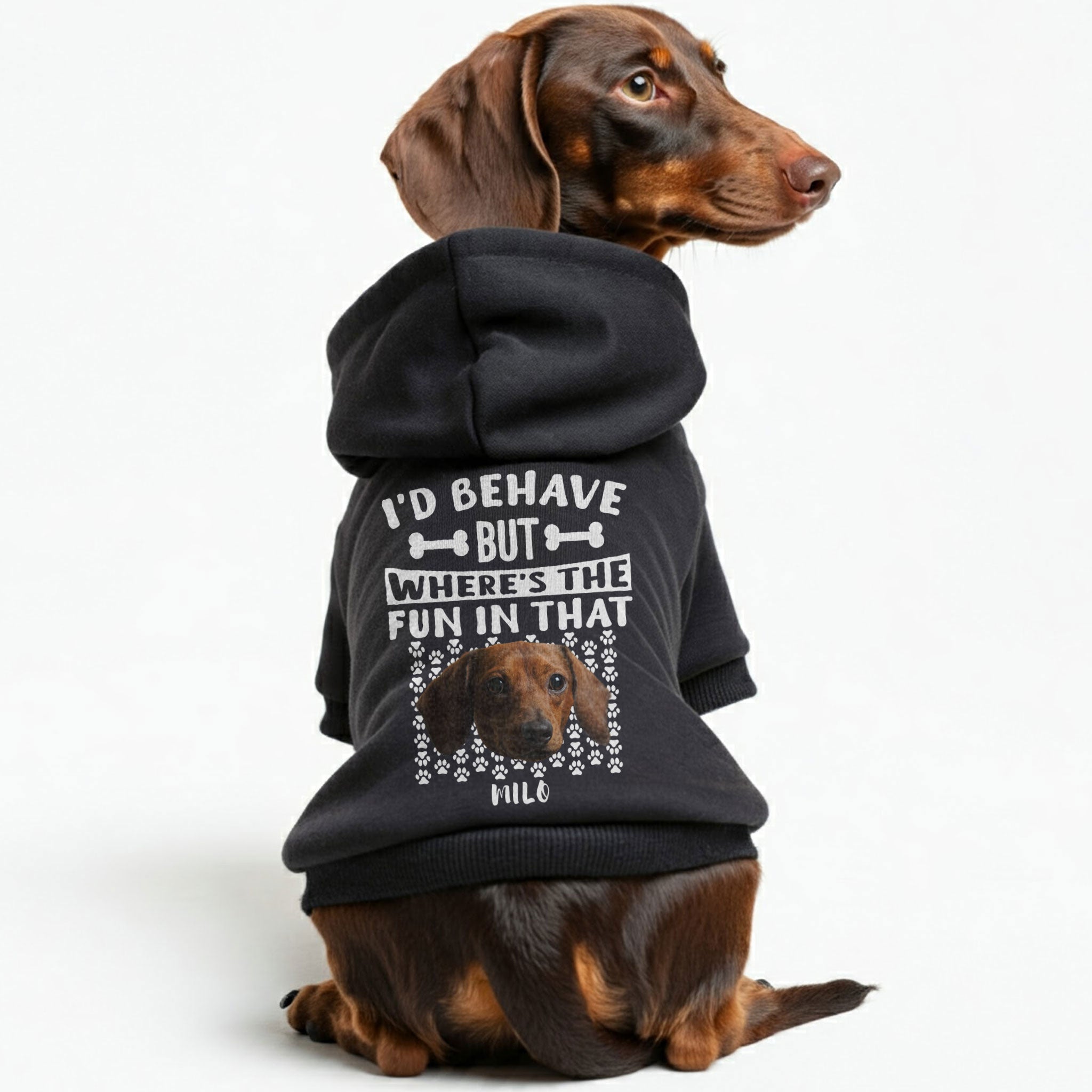 I’d behave - Personalized hoodie with your dog’s name and Face– dog hoodie – dog clothes