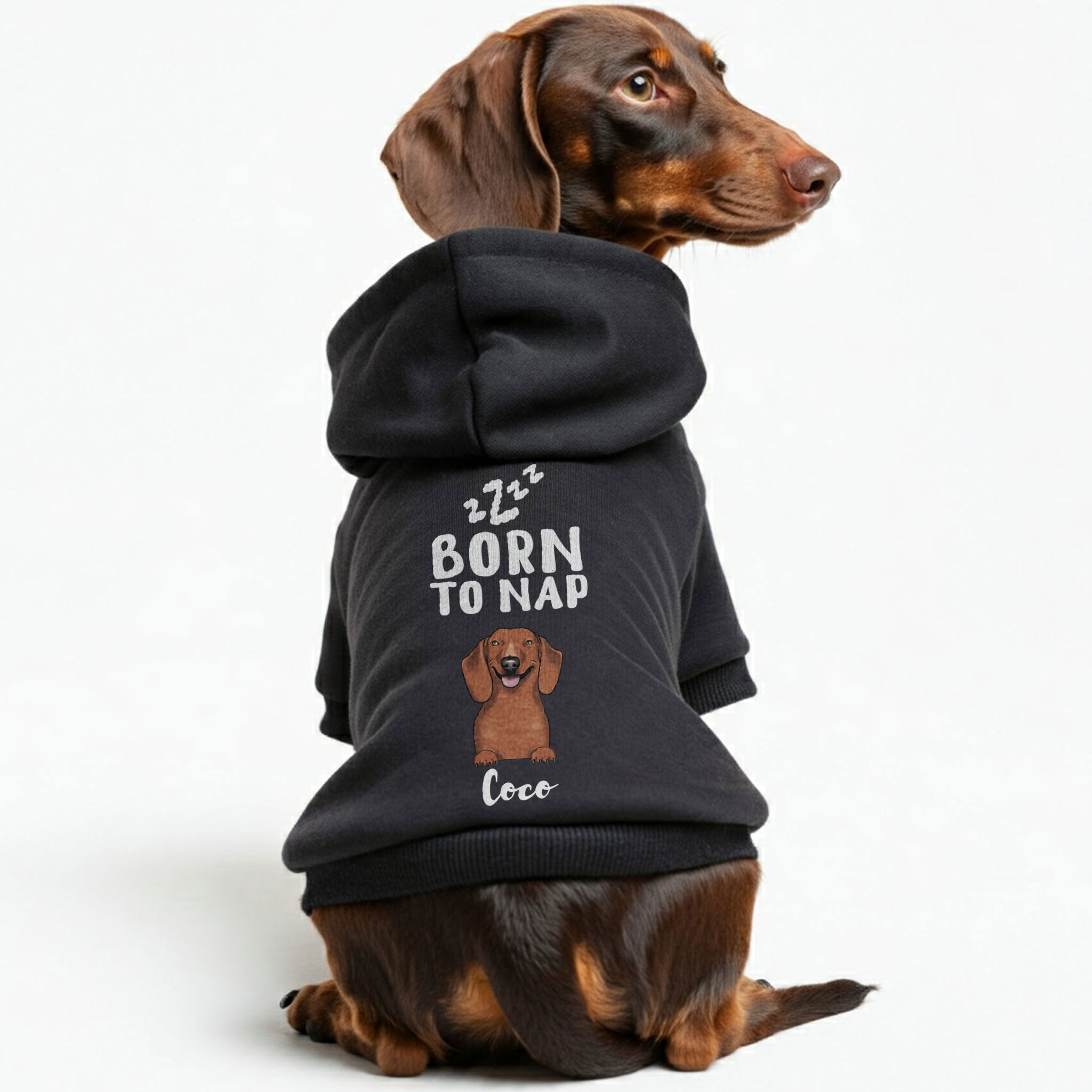 BORN TO NAP - personalized hoodie with your dog name and breed – dog hoodie – dog clothes