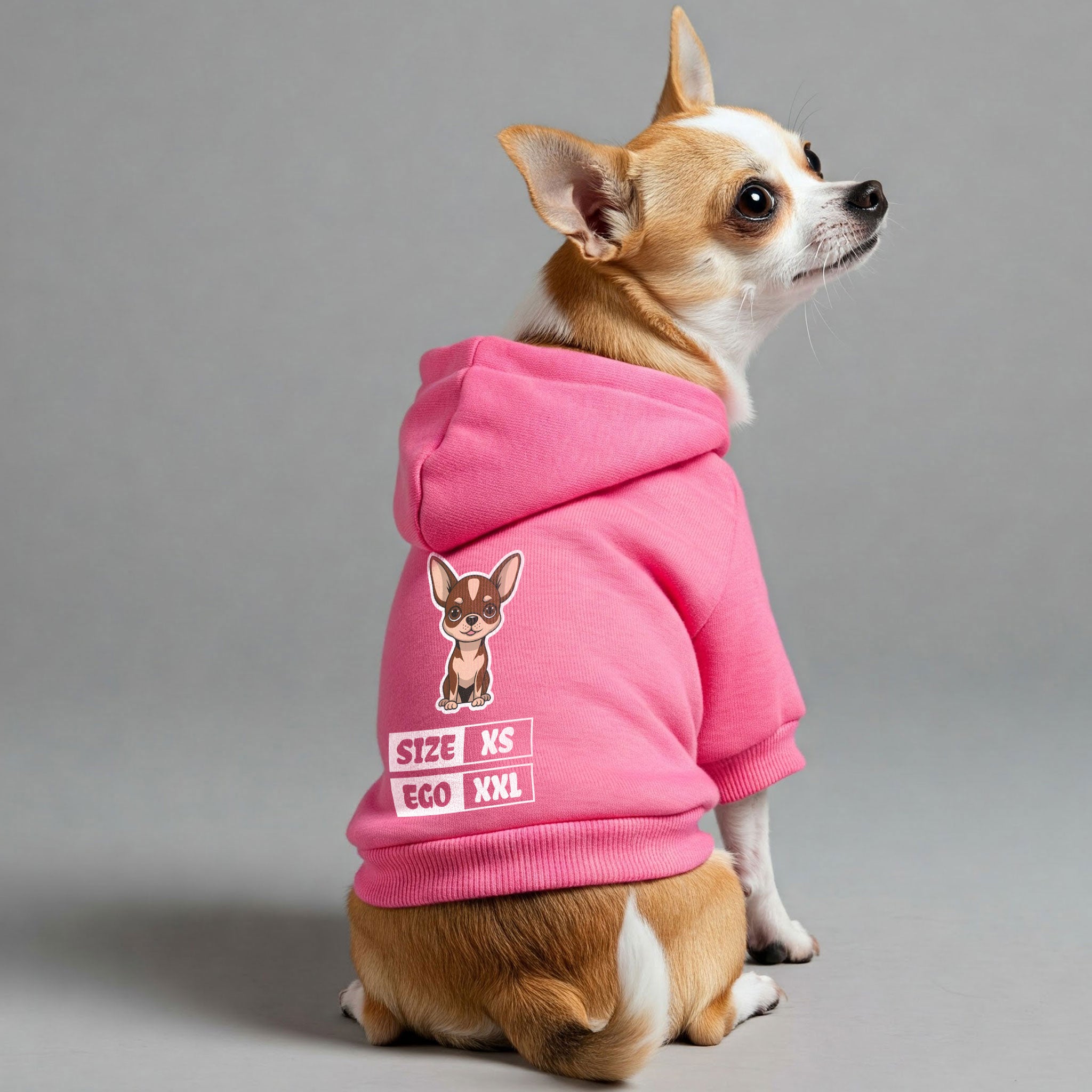 Size: XS, Ego: XXL - Chihuahua Dog Hoodie