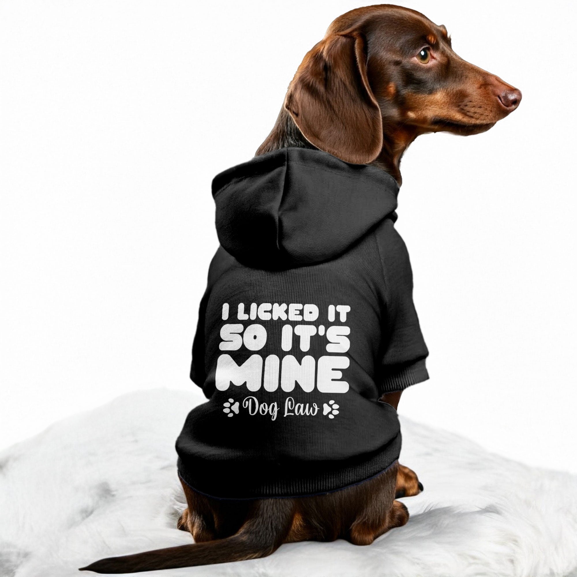 I licked it, so it’s mine—dog law – Dog Hoodie – Dog Clothes