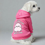Maltese dog wearing a 'Marshmallow with Legs' hoodie