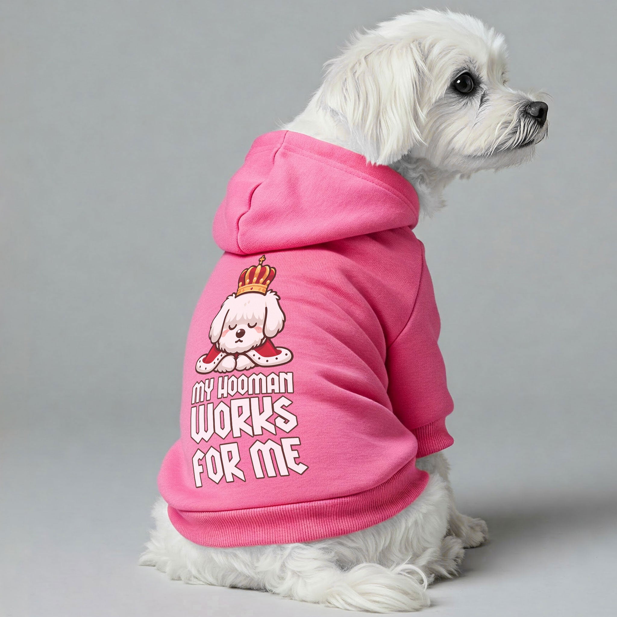 My Hooman Works for Me  - Maltese Dog Hoodie