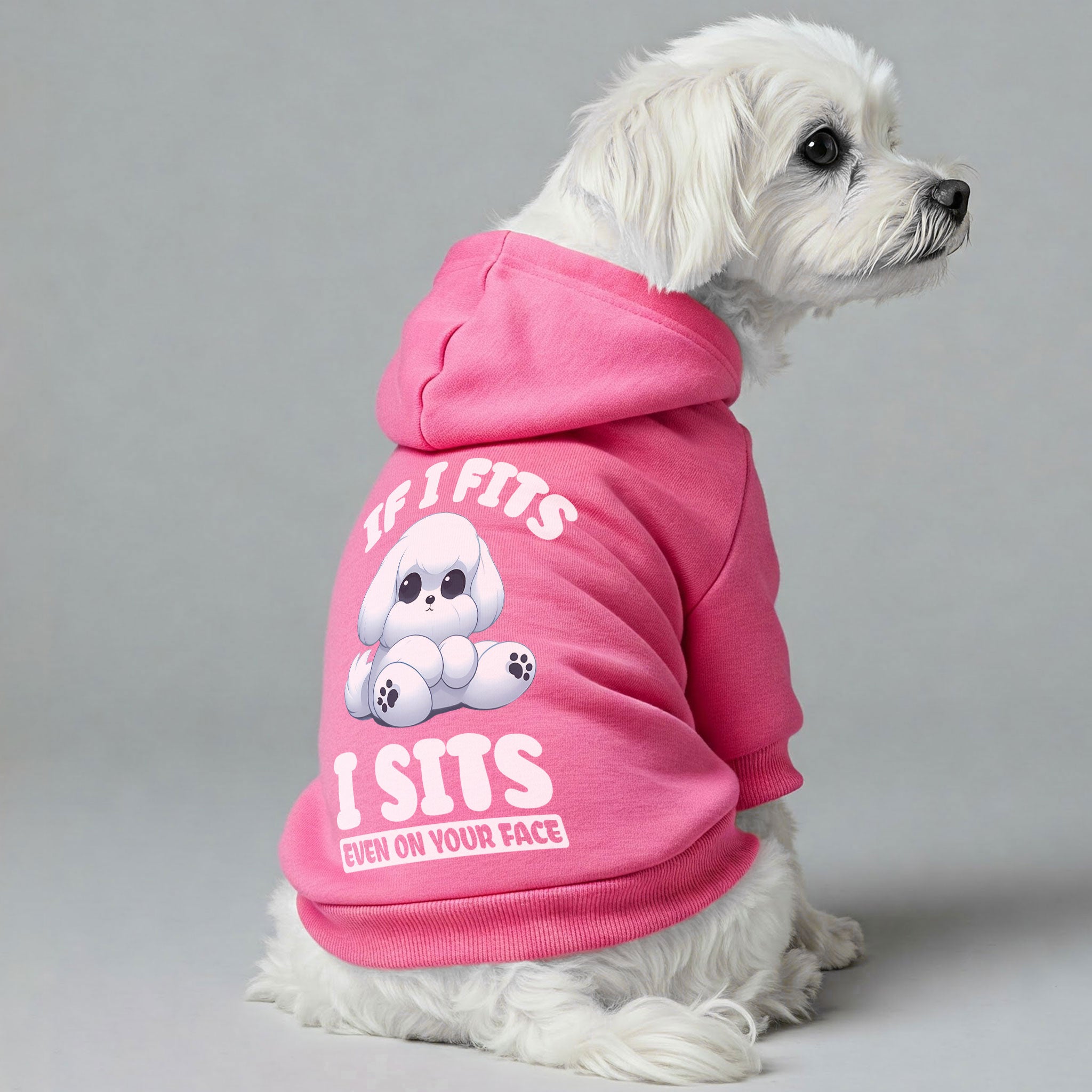 If I Fits, I Sits… Even on Your Face  - Maltese Dog Hoodie