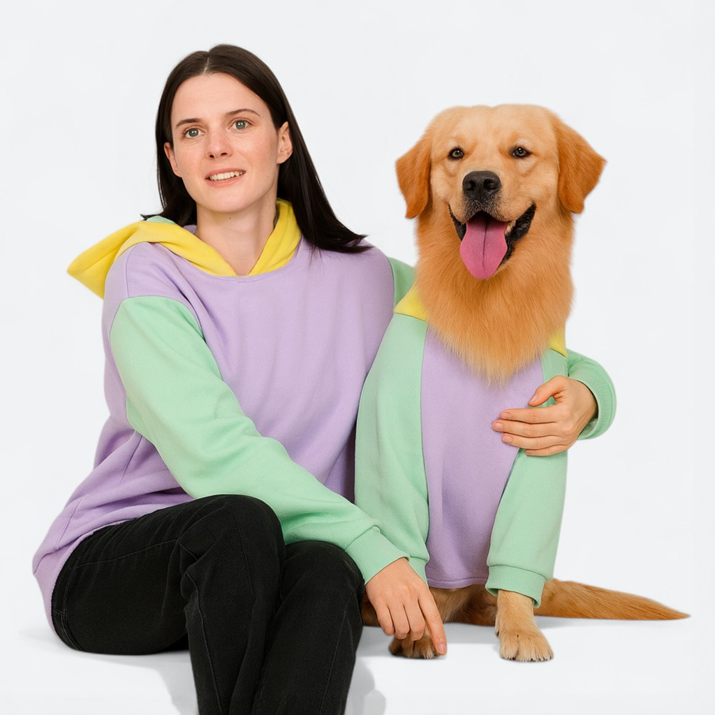 Pastel Block Dog Owner Matching Hoodie