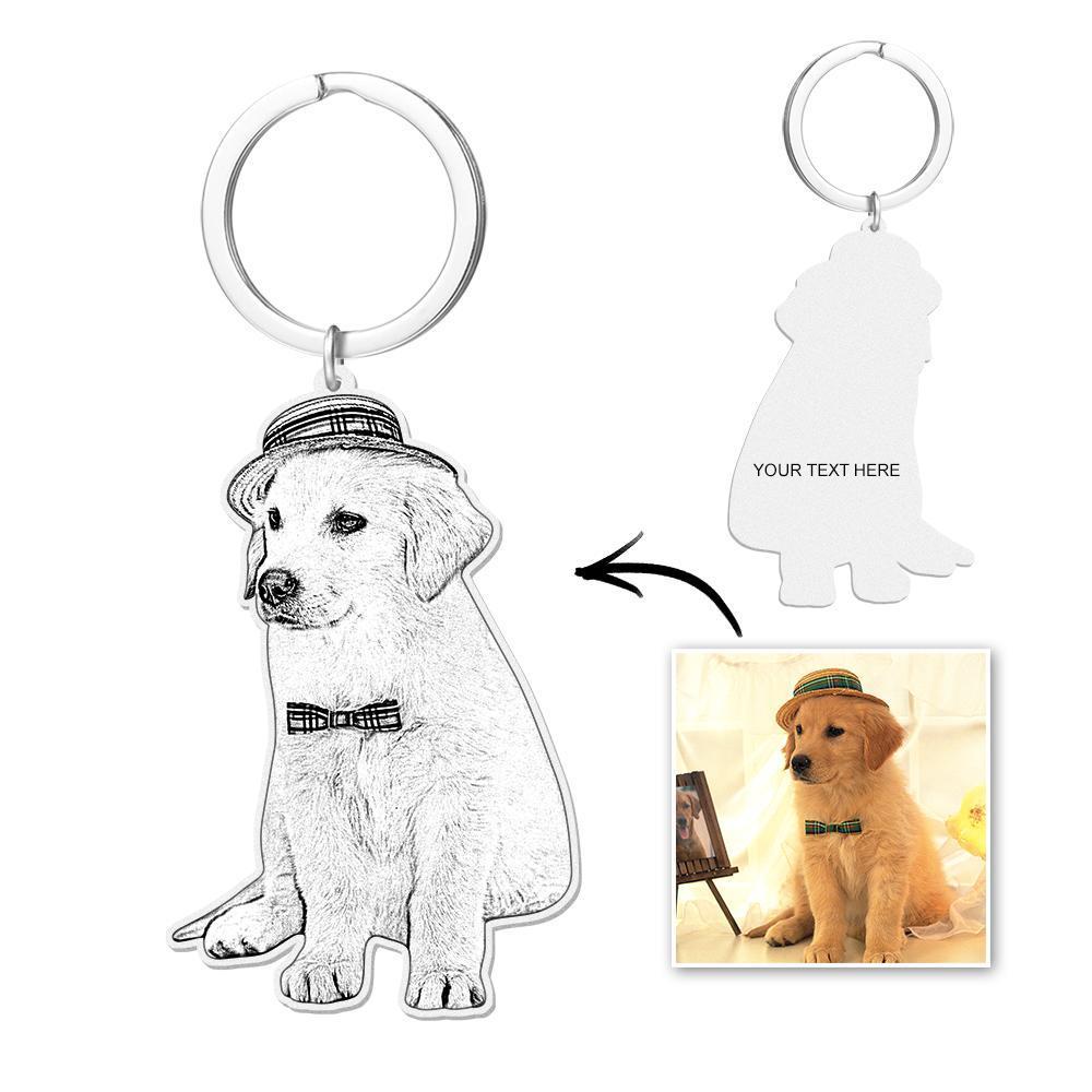 Photo Engraved Dog Keychain – Personalized Stainless Steel Memorial Gift