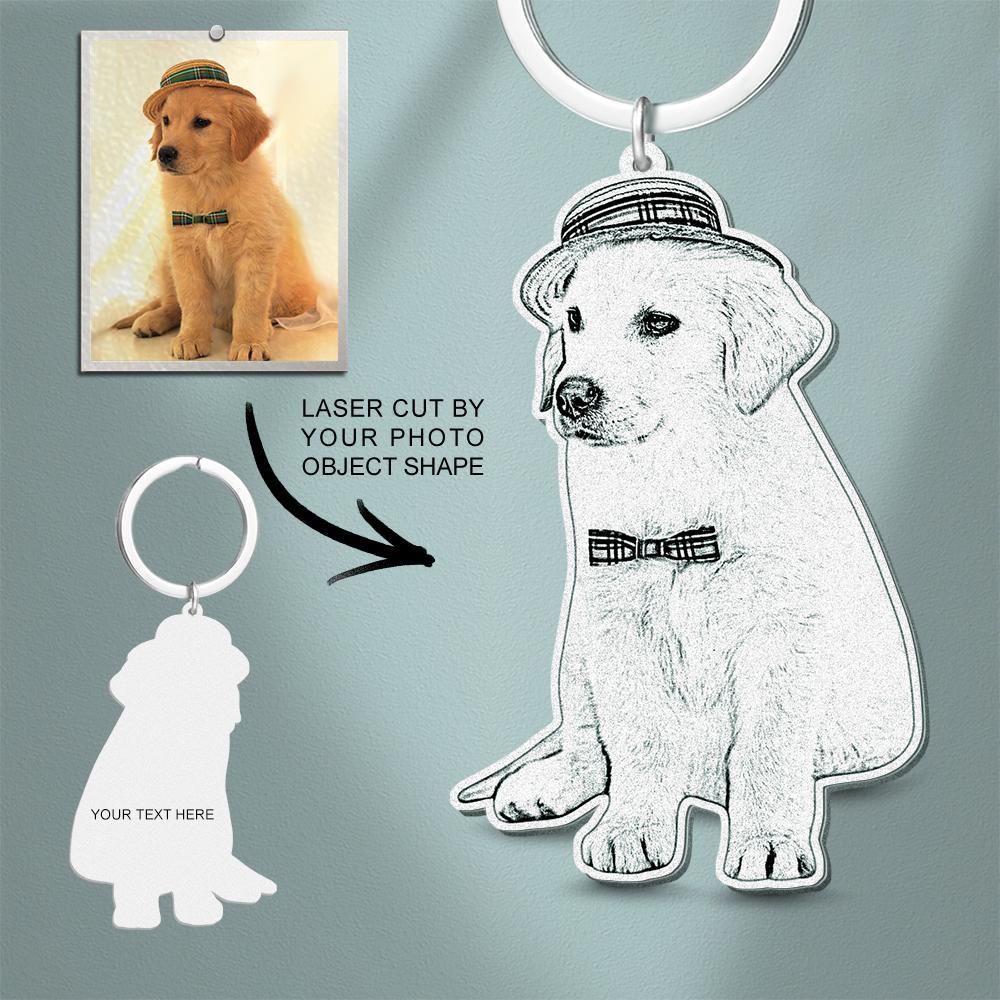 Photo Engraved Dog Keychain – Personalized Stainless Steel Memorial Gift