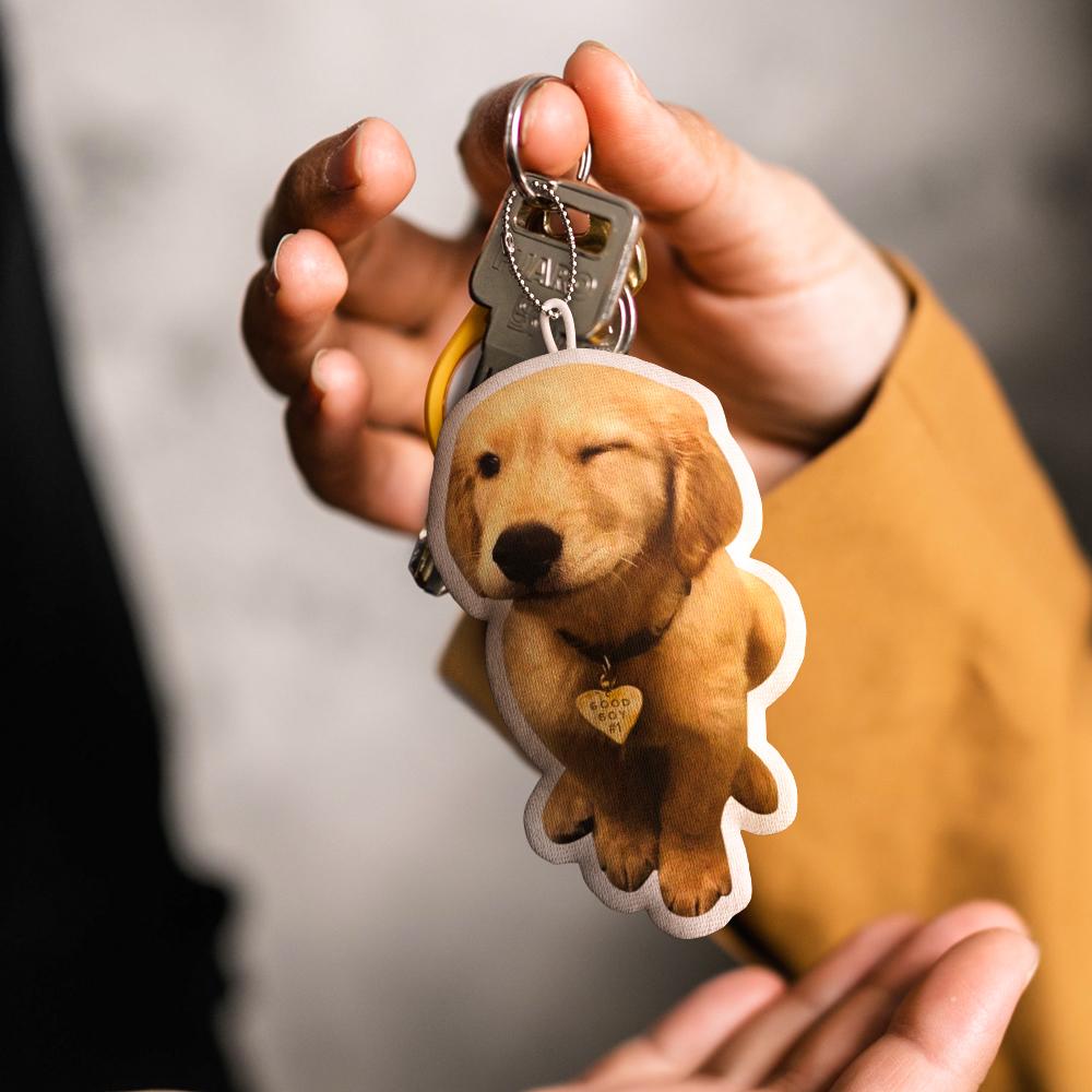 Custom Dog Photo Keychain – Personalized Cloth Gift for Dog & Cat Lovers