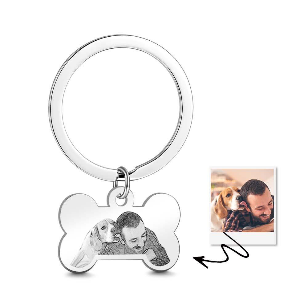 Custom Dog Photo Keychain – Bone-Shaped Personalized Memorial Gift