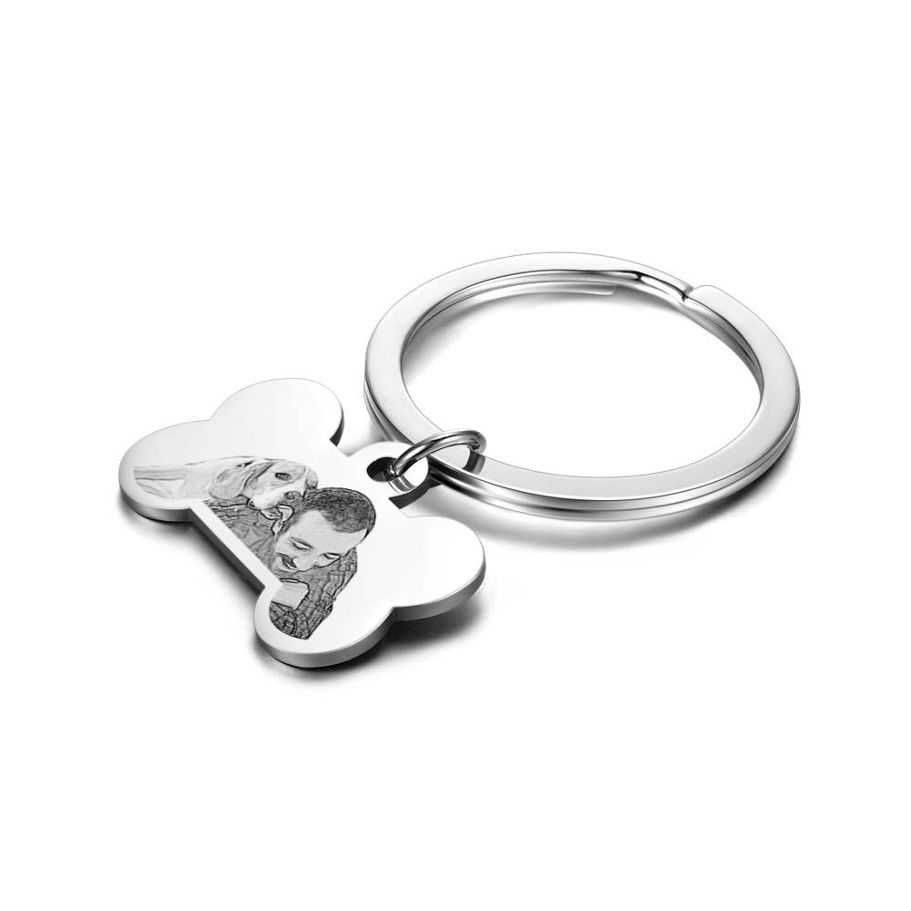Custom Dog Photo Keychain – Bone-Shaped Personalized Memorial Gift