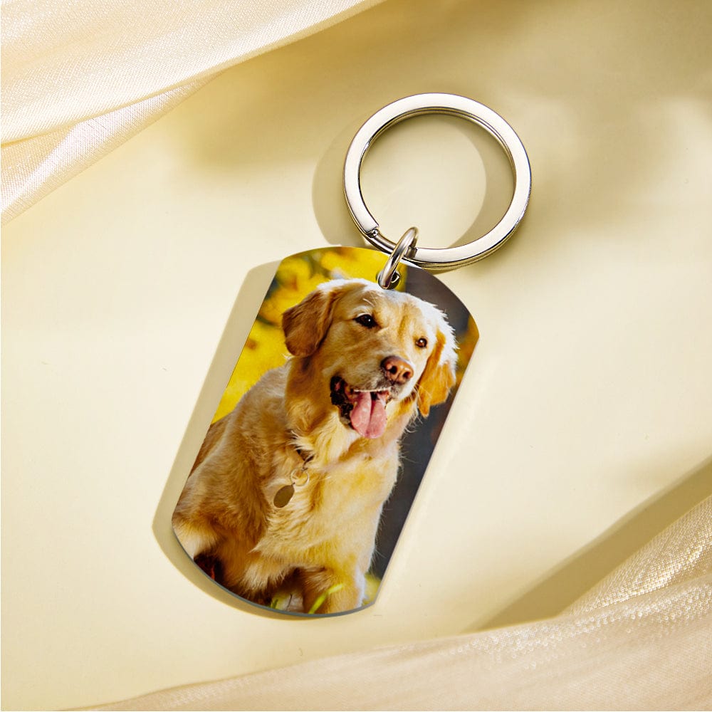Custom Dog Photo Keychain – Personalized Heat-Pressed Keepsake