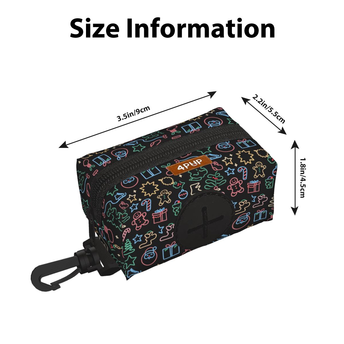 Snoopy poop bag holder for dogs size info