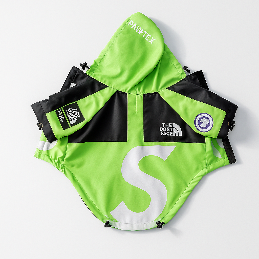Stylish reflective dog jacket with logo patch