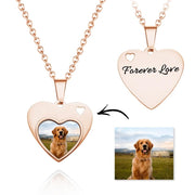 Custom Dog Photo Engraved Heart Necklace – Personalized Memorial Jewelry