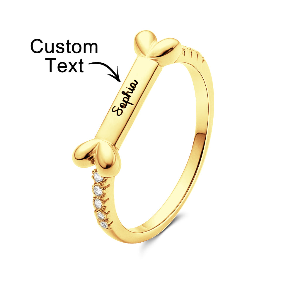 Personalized Dog Bone Name Ring