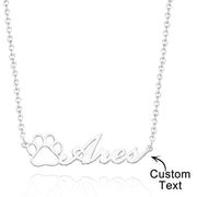 Personalized Dog Paw Print Name Necklace – Custom Engraved Jewelry Gift