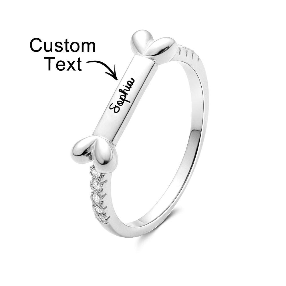 Personalized Dog Bone Name Ring