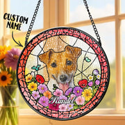 Custom Stained Glass Pet Portrait Suncatcher – Personalized Dog Lover Gift