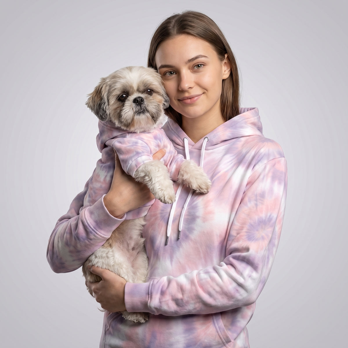 Pastel Swirl Tie-Dye Matching Human Hoodie for Dog Owners