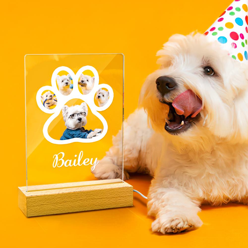 Custom Acrylic Dog Photo Plaque Lamp – Personalized Night Light Gift