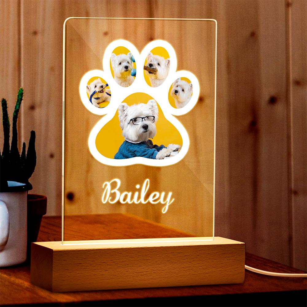 Custom Acrylic Dog Photo Plaque Lamp – Personalized Night Light Gift