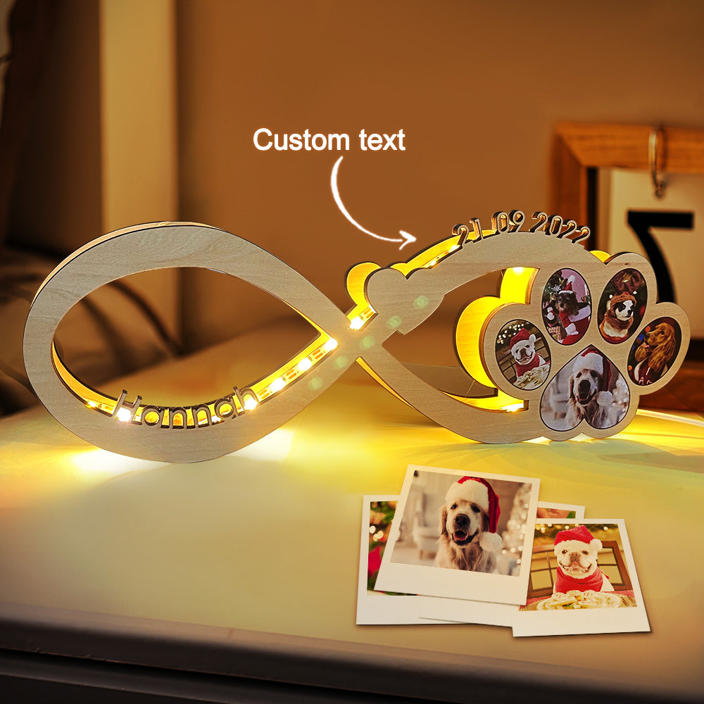 Personalized Infinity Dog Paw Night Light – Custom Pet Lover Gift