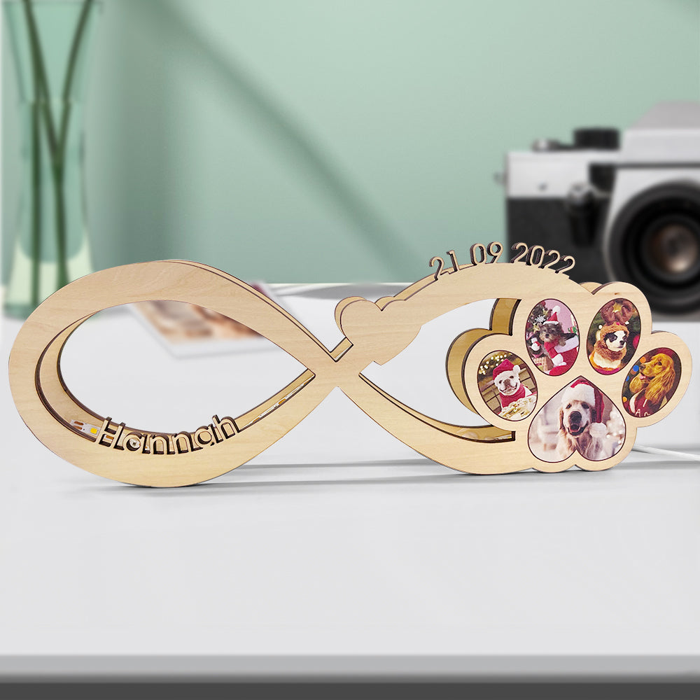 Personalized Infinity Dog Paw Night Light – Custom Pet Lover Gift