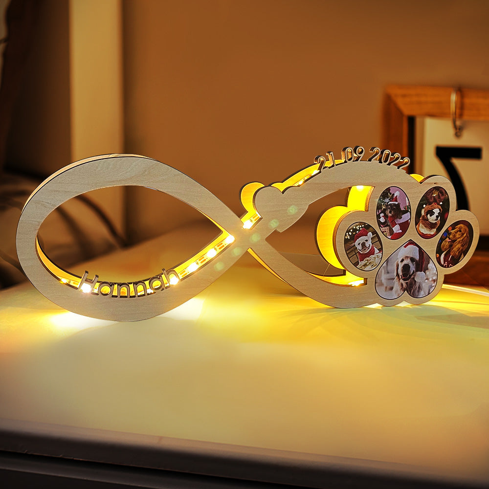 Personalized Infinity Dog Paw Night Light – Custom Pet Lover Gift