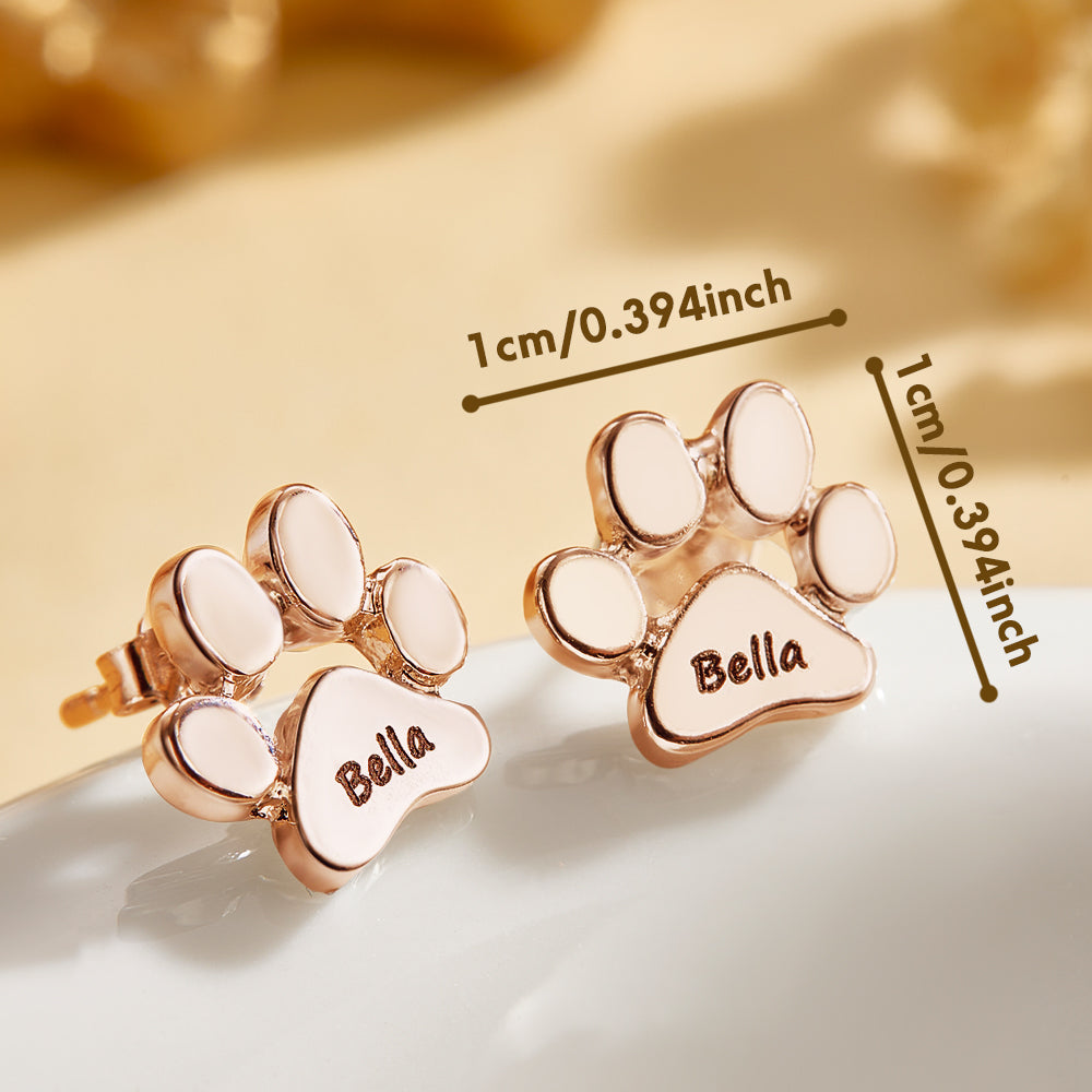 Personalized Dog Paw Print Earrings