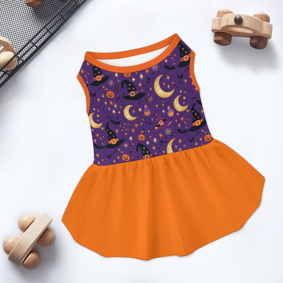 Halloween Witch Pumpkin Small Dog Ruffle Dog Dress