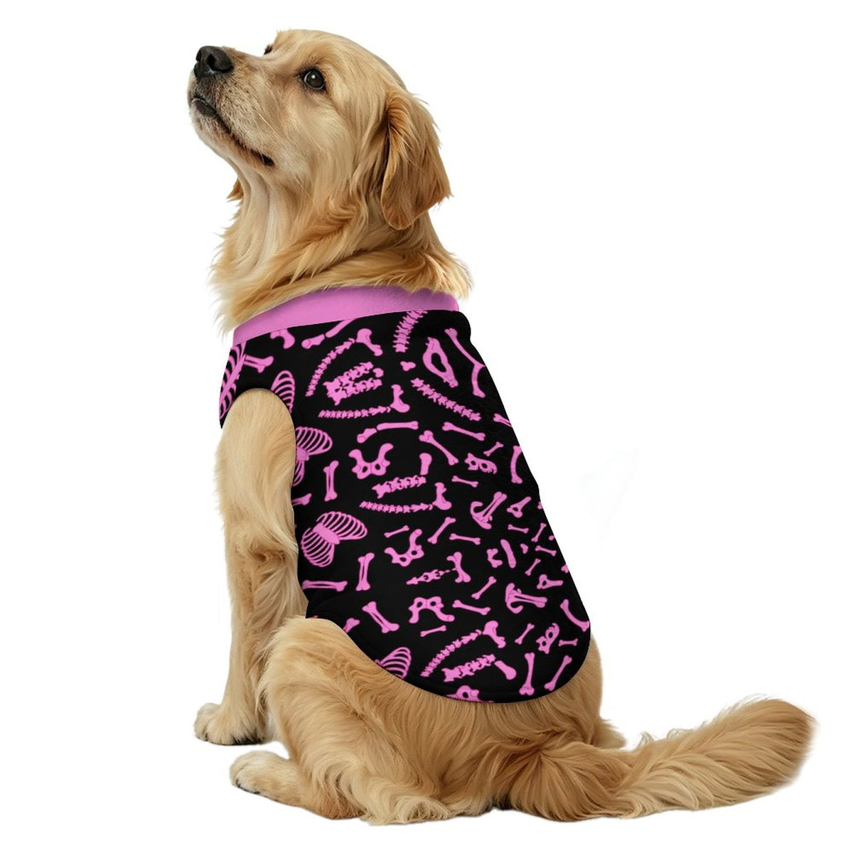 Pink Skeleton Big Dog Fleece Vest