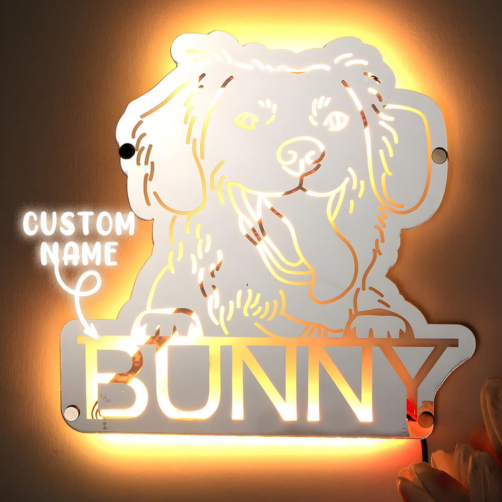 Personalized Dog Photo Name Mirror Light