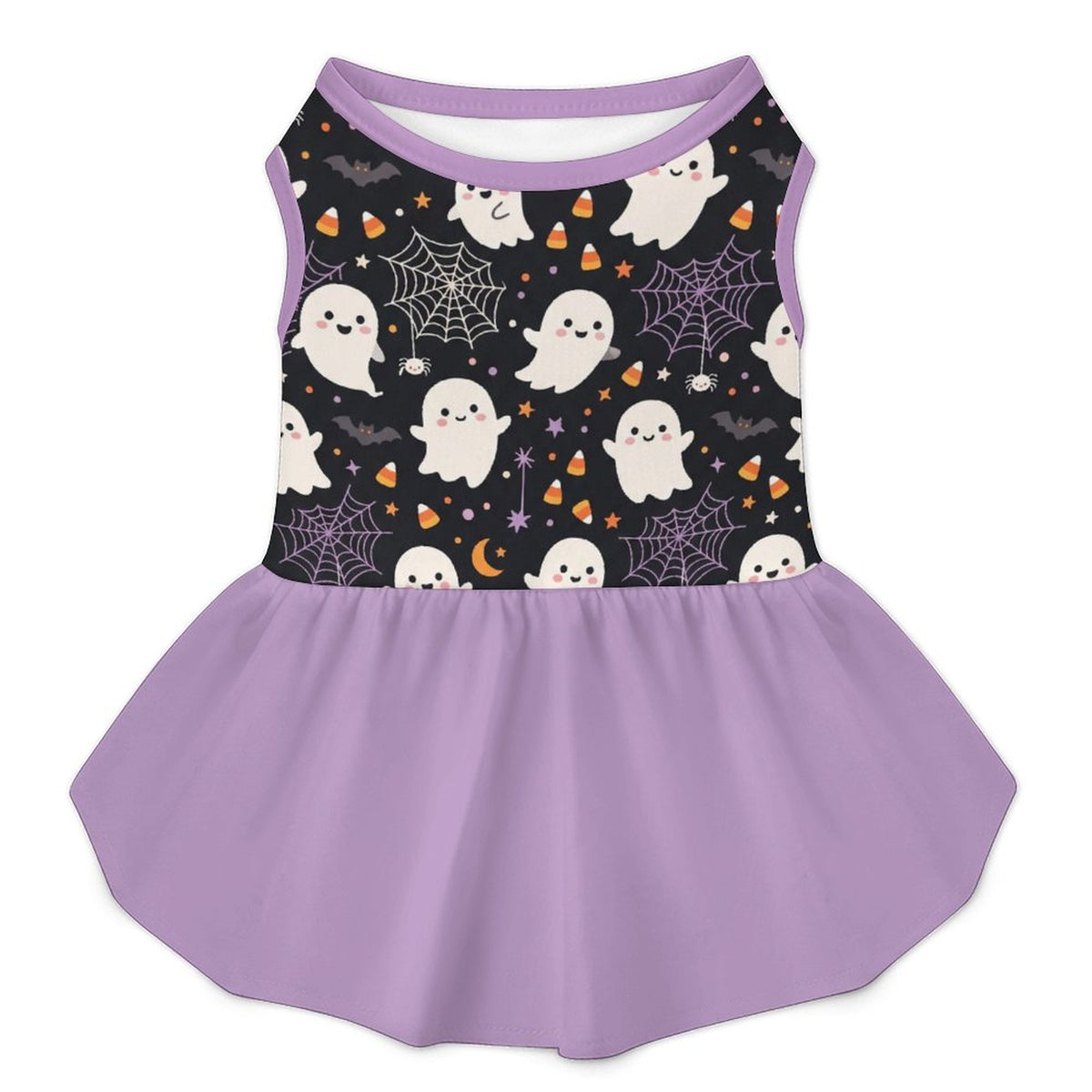 Cute Ghost Spiderweb Large Dog Ruffle Dog Dress