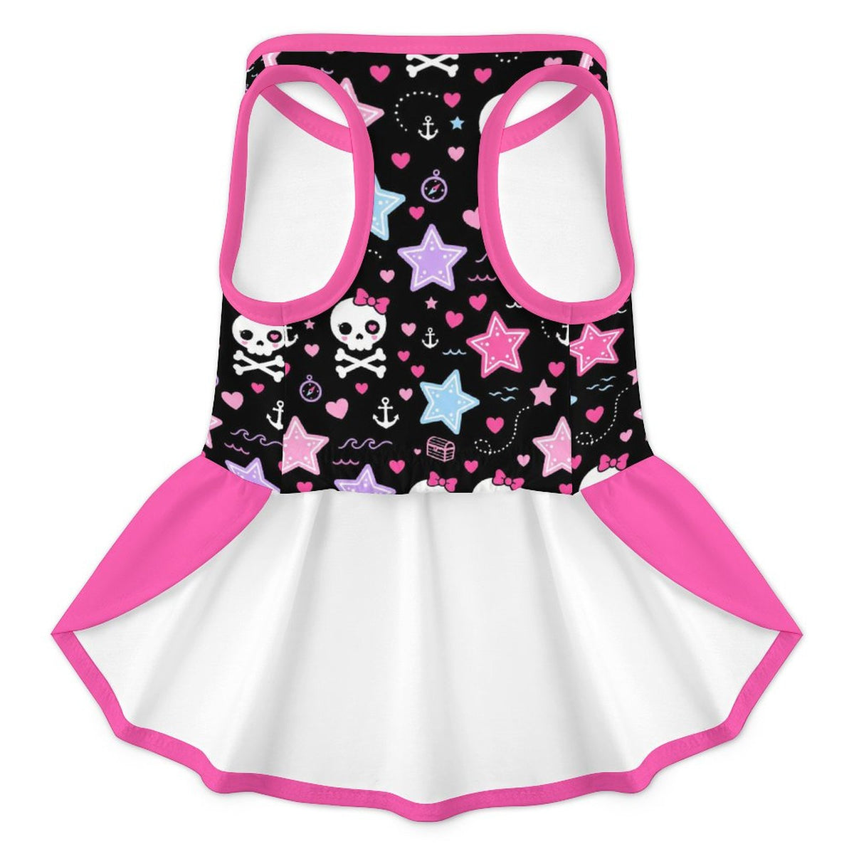 Pink Skull and Stars Large Dog Ruffle Dog Dress