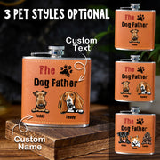 Personalized Dog Name Leather Flask