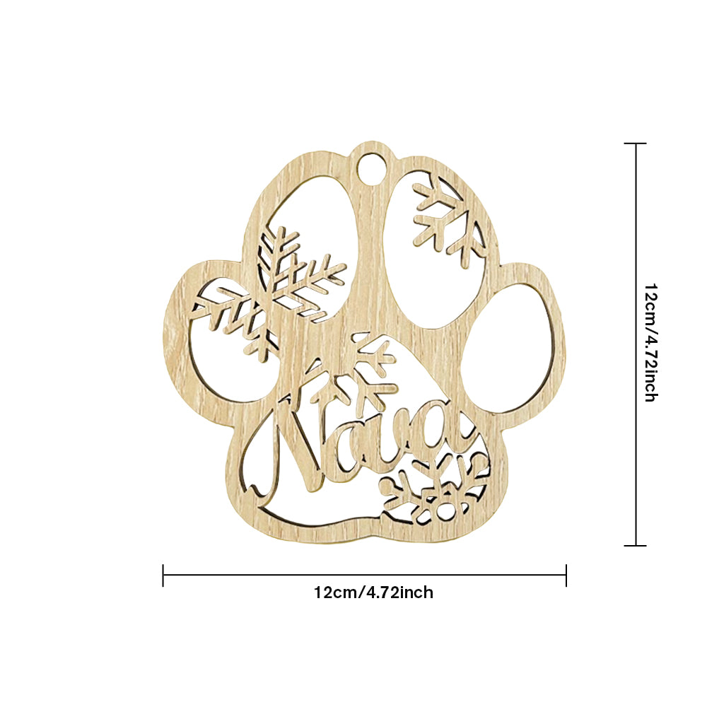 Personalized Dog Paw Ornament – Custom Wooden Keepsake for Christmas