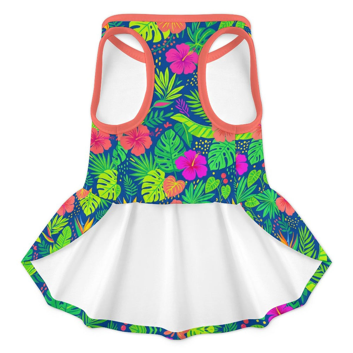 Tropical Palm Hibiscus Large Dog Ruffle Dog Dress