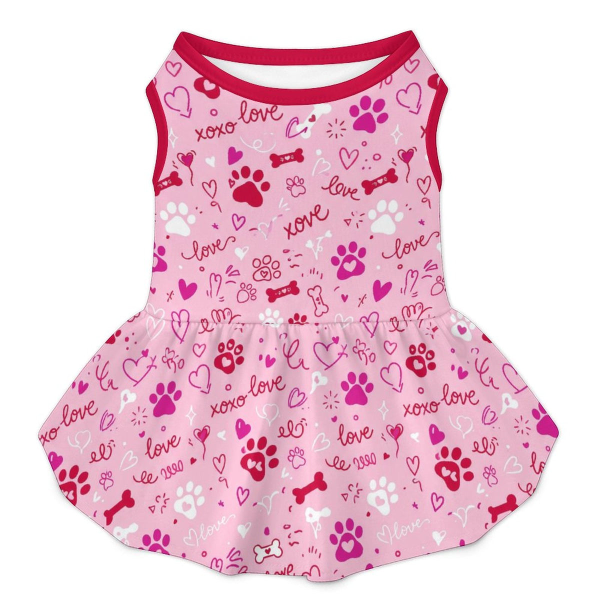 Puppy Love Paw Print Large Dog Ruffle Dog Dress