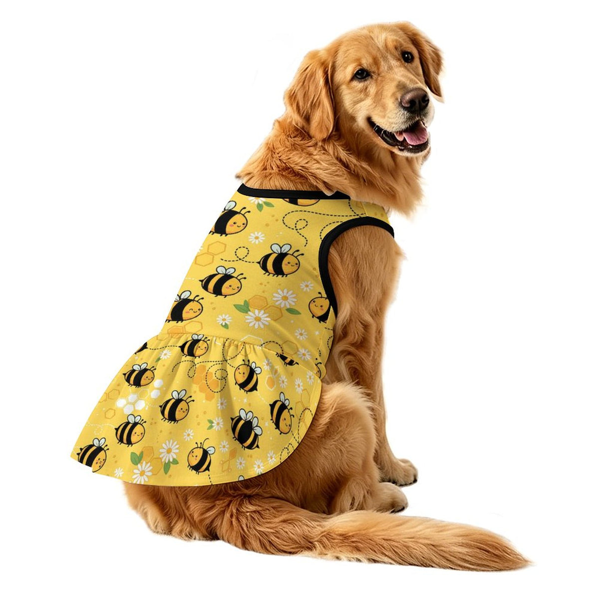 Honey Bee Daisy Large Dog Ruffle Dog Dress