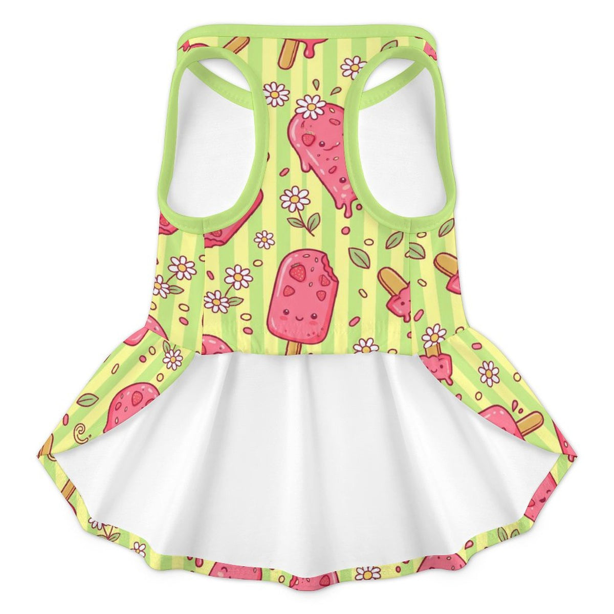 Sweet Strawberry Popsicle Small Dog Ruffle Dog Dress