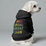 Maltese dog wearing an 'Anti Social Club' personalized hoodie