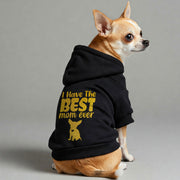 Chihuahua wearing an 'I Have the Best Mom Ever' hoodie