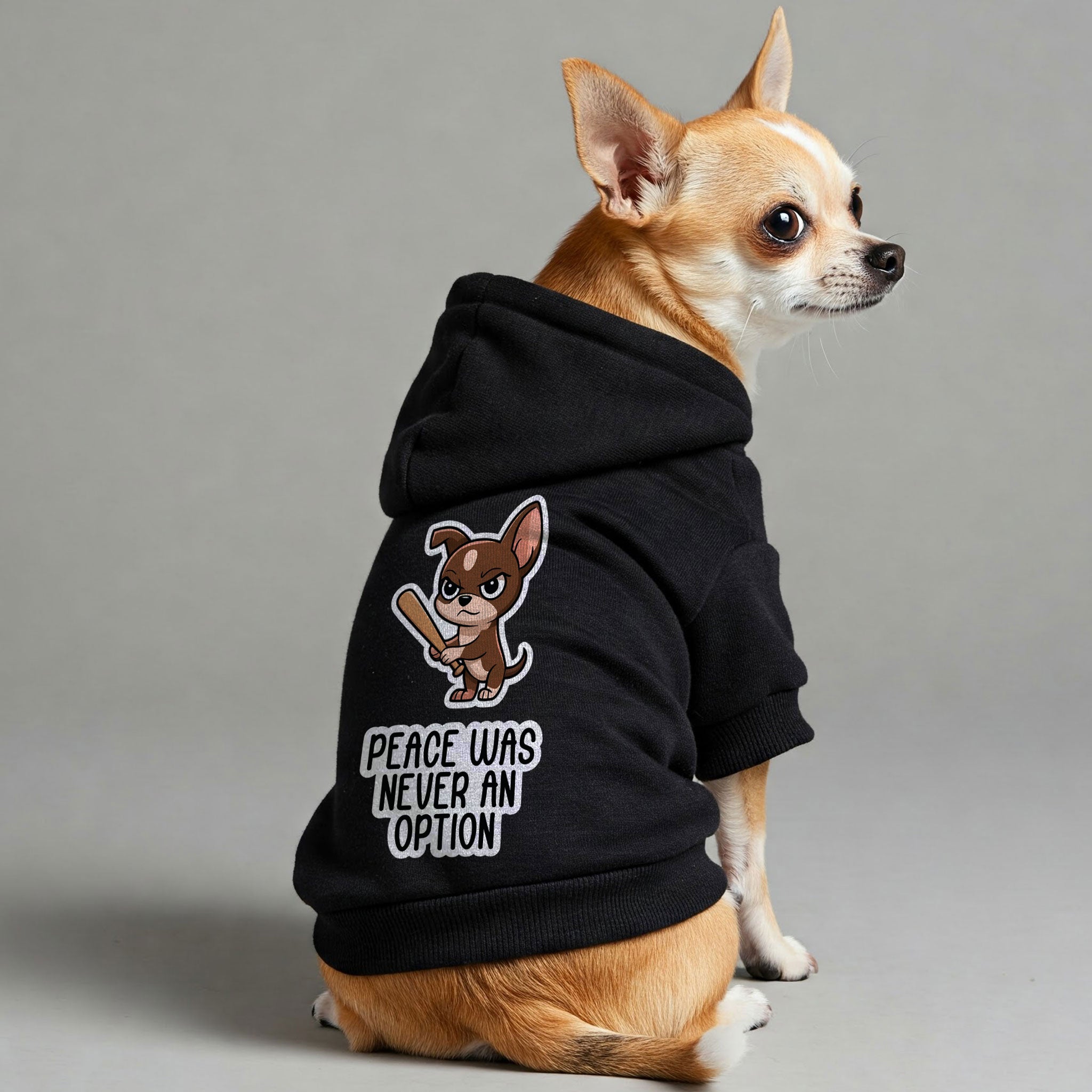 PEACE WAS NEVER AN OPTION - Chihuahua Dog Hoodie