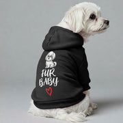 Maltese dog wearing a 'Fur Baby' hoodie