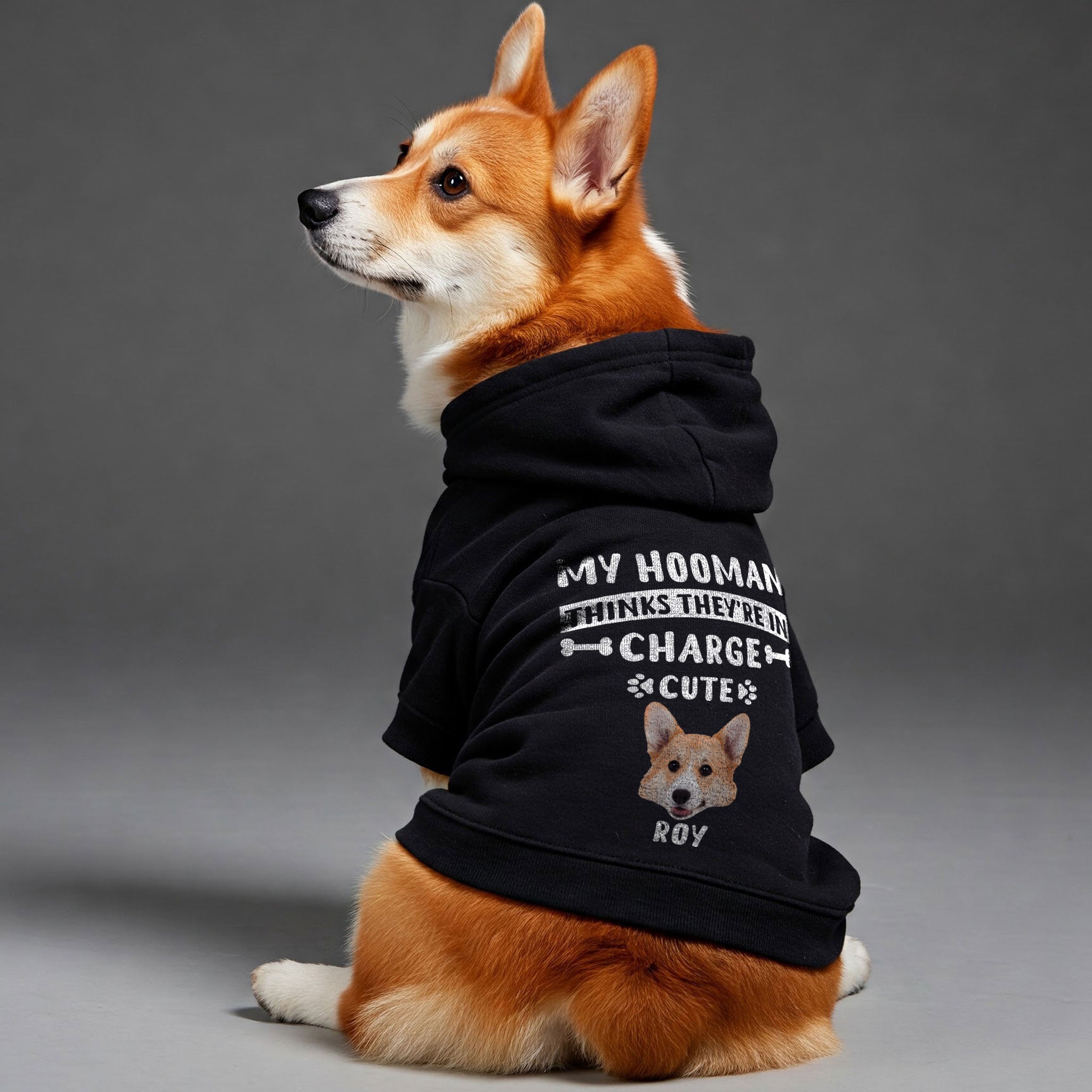 My hooman - Personalized hoodie with your dog's name and face or a clipart of its breed– dog hoodie – dog clothes
