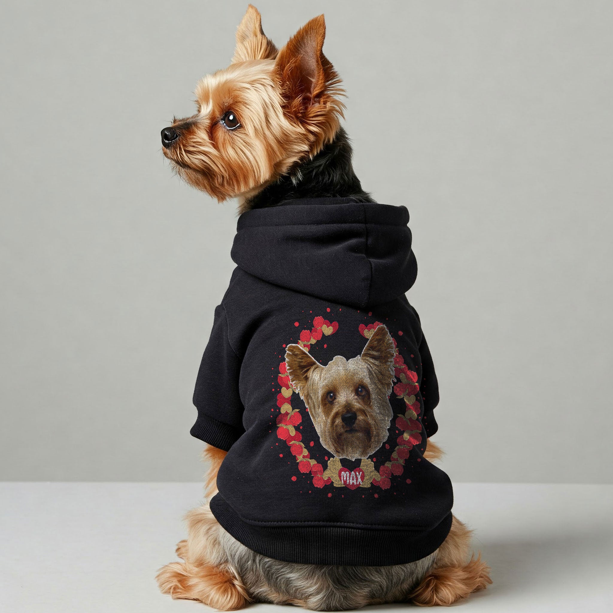 Hearts - Personalized hoodie with your dog’s name and Face– dog hoodie – dog clothes