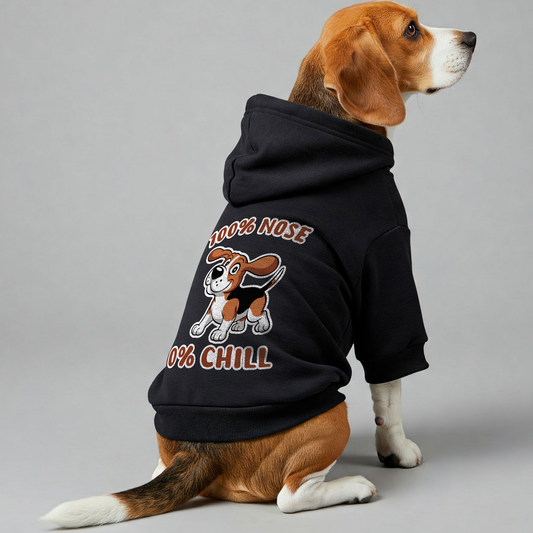 100% Nose, 0% Chill - Beagle Hoodie - Dog Clothes