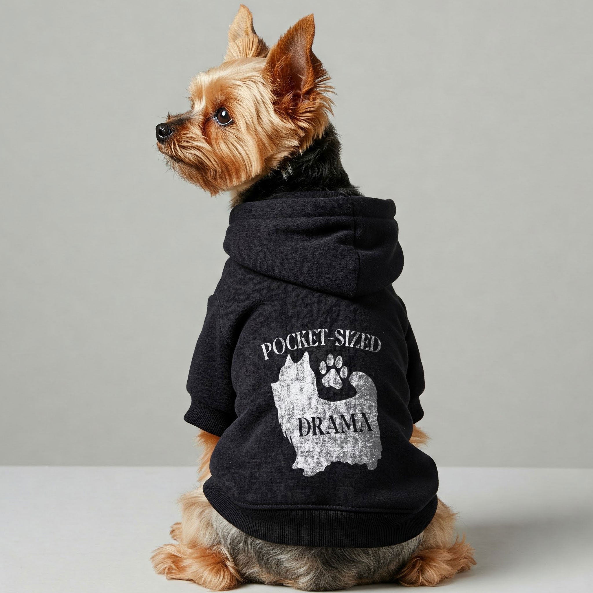 Pocket-Sized Drama - Yorkie Hoodie - Dog Clothes