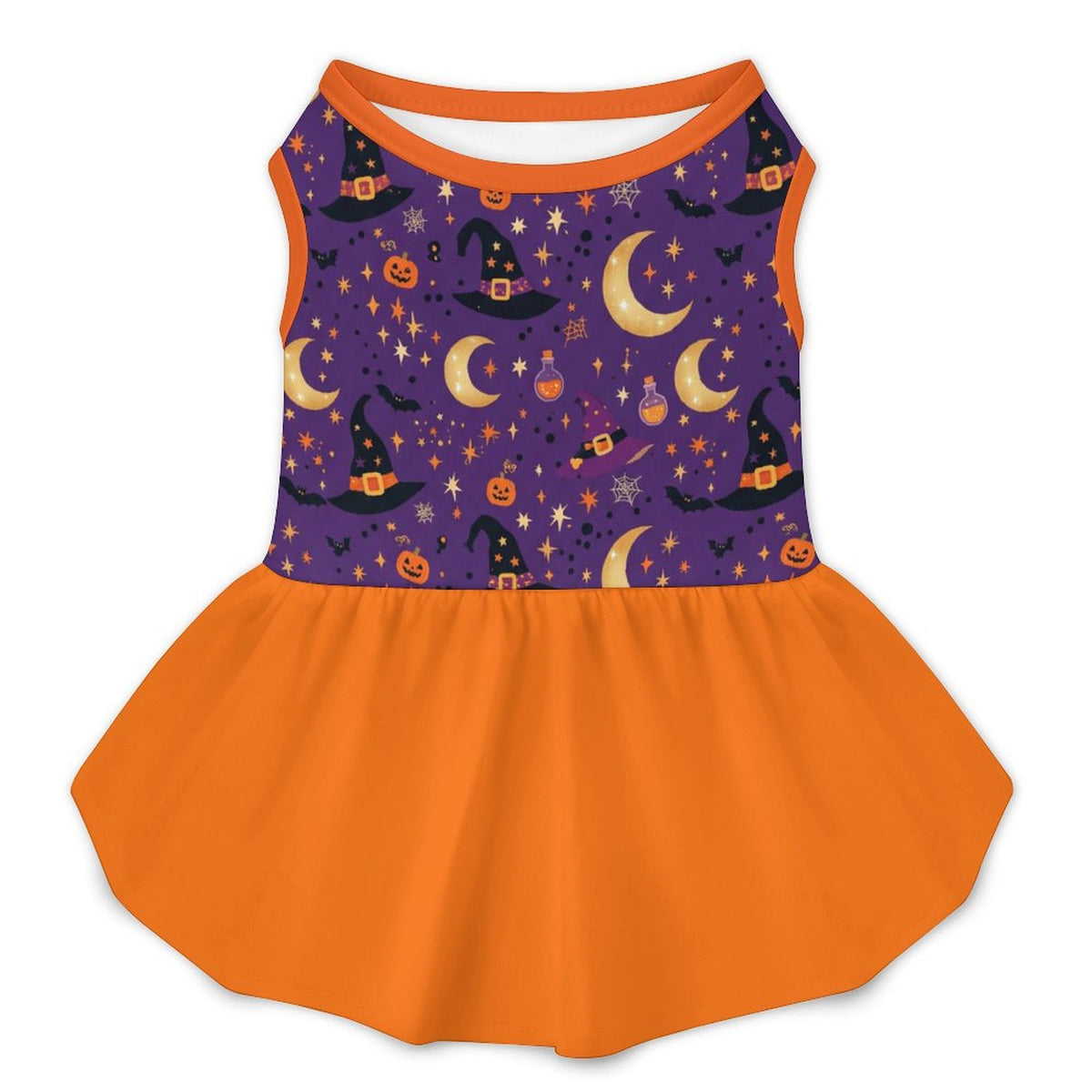 Halloween Witch Pumpkin Small Dog Ruffle Dog Dress