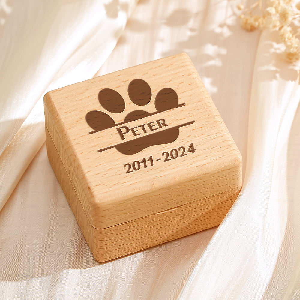 Personalized Dog Fur Wooden Keepsake Box – Memorial Gift for Dog Lovers